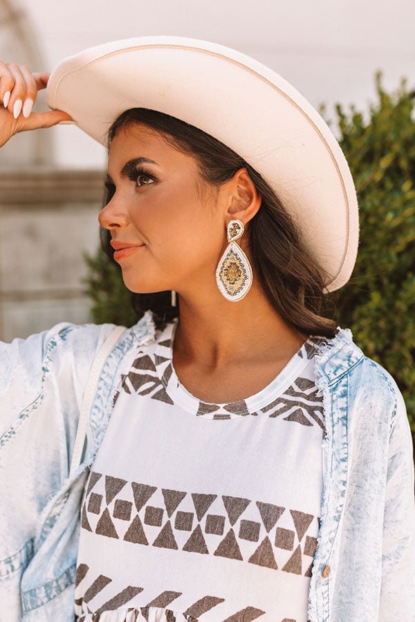 Tuscan Trail Beaded Earrings In White
