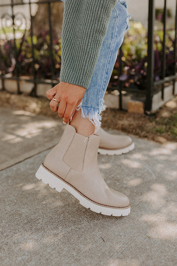 The Jaxon Faux Leather Boot In Warm Taupe Image - 2