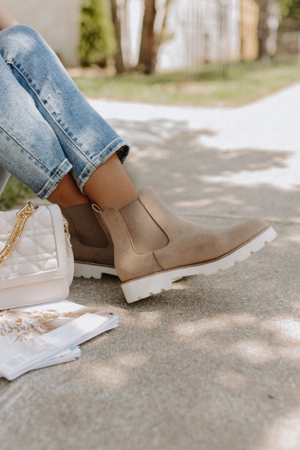 The Jaxon Faux Suede Boot In Taupe Image - 4
