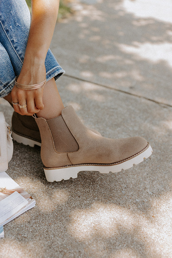 The Jaxon Faux Suede Boot In Taupe Image - 3