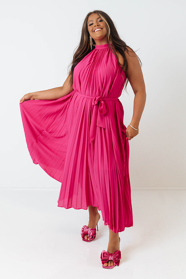 Point Of Pretty Pleated Maxi Dress In Fuchsia Curves Image - 4