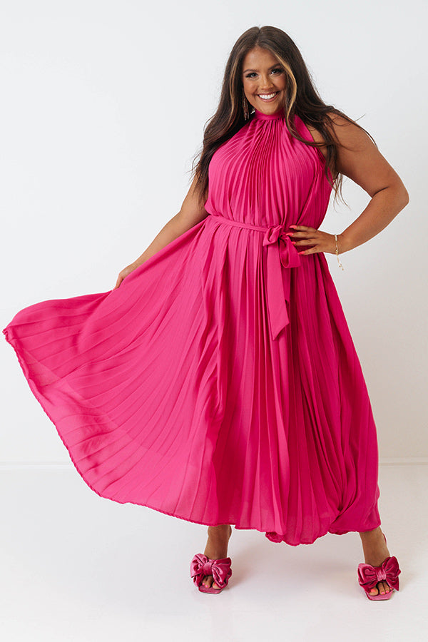 Point Of Pretty Pleated Maxi Dress In Fuchsia Curves Image - 2