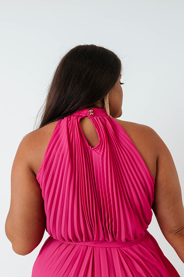 Point Of Pretty Pleated Maxi Dress In Fuchsia Curves Image - 5
