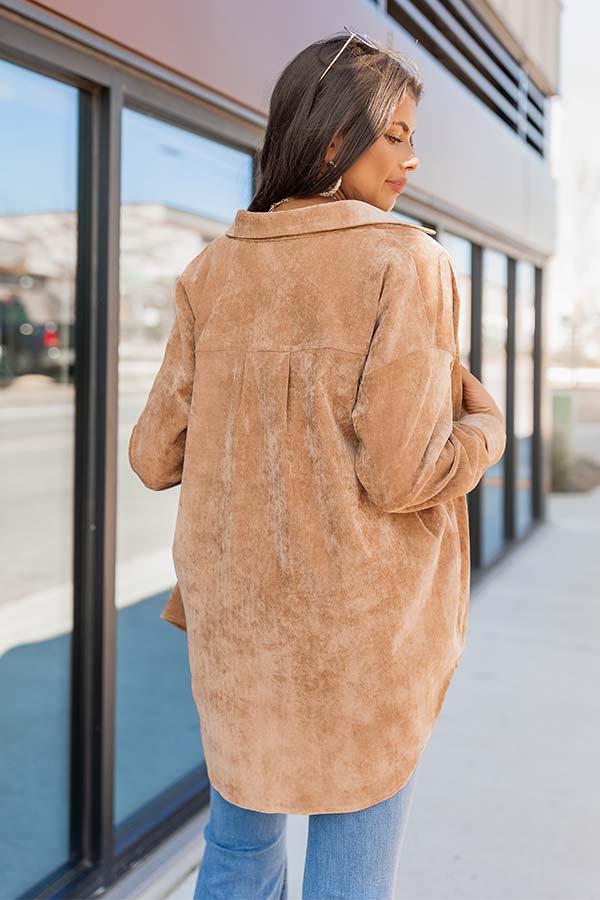Music For The Soul Corduroy Button Up In Khaki Image - 2