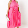 Point Of Pretty Pleated Maxi Dress In Neon Pink Curves Image - 1