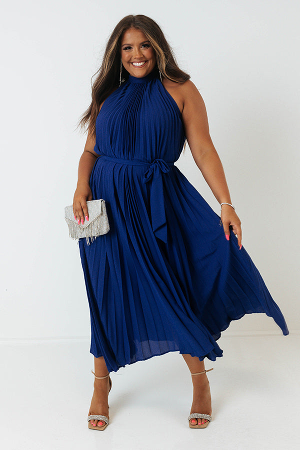Point Of Pretty Pleated Maxi Dress In Royal Blue Curves Image - 4