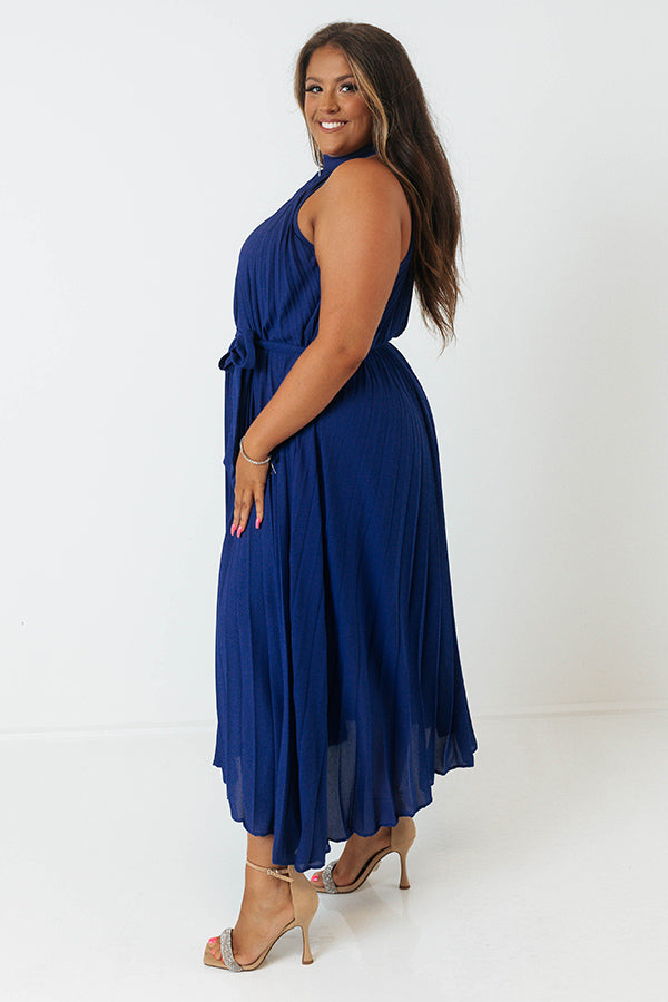 Point Of Pretty Pleated Maxi Dress In Royal Blue Curves Image - 3