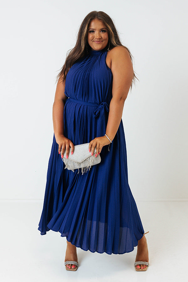 Point Of Pretty Pleated Maxi Dress In Royal Blue Curves Image - 1