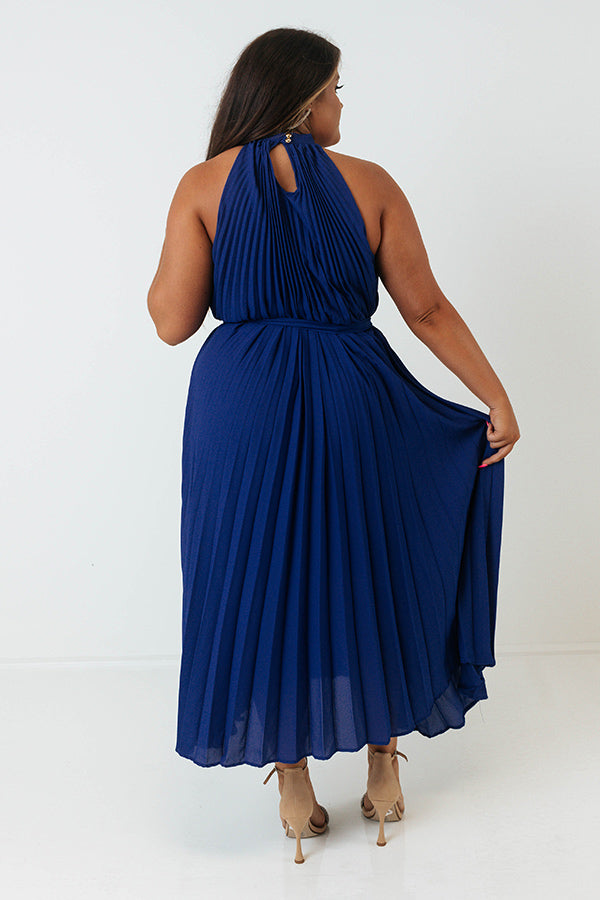 Point Of Pretty Pleated Maxi Dress In Royal Blue Curves Image - 5