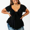 Romantic Getaway Front Tie Babydoll Top In Black Curves Image - 1