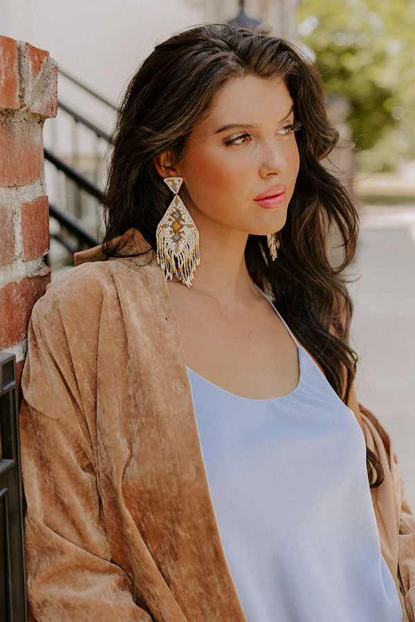 Island Twist Beaded Earrings in Ivory