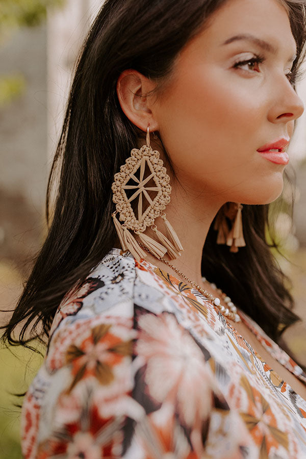 Drawn To The Beach Earrings In Tan Image - 2