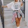 Let's Go Girls Graphic Distressed Boyfriend Tee Curves Image - 1