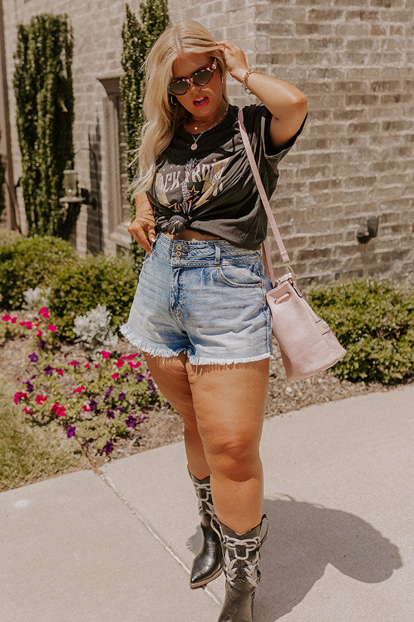 Rock N Roll World Tour Distressed Boyfriend Tee In Black Curves Image - 4