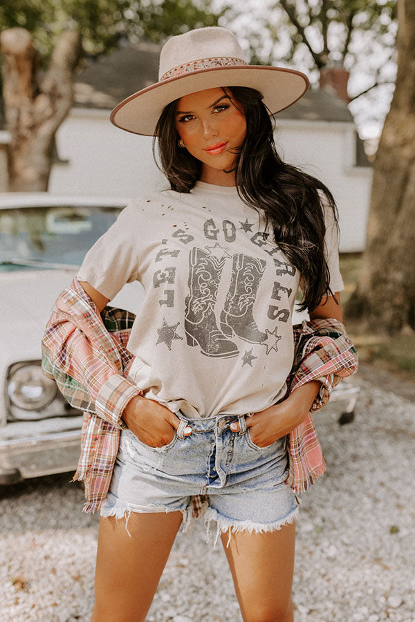 Let's Go Girls Graphic Distressed Tee Image - 1