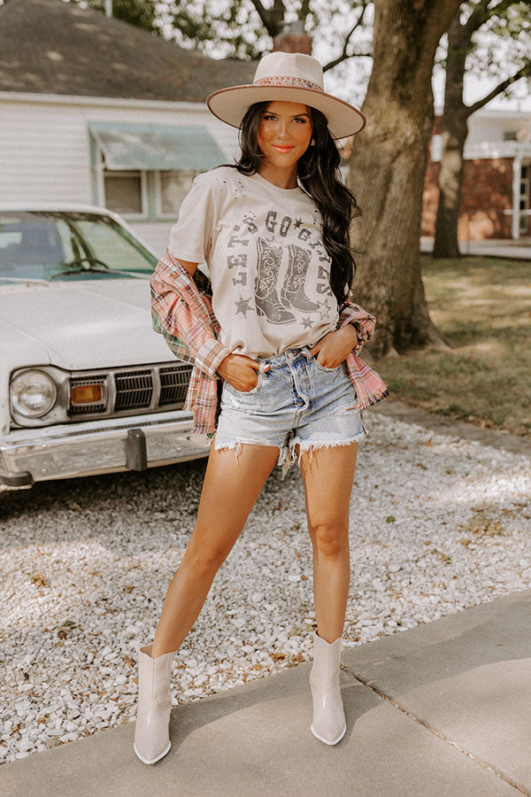 Let's Go Girls Graphic Distressed Tee Image - 2