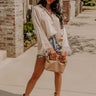 Tuscan Vibes Button Up Feather Top In Beige Image - 1