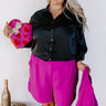 East Of Everything Satin Button Up In Black Curves Image - 1