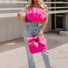 Out Past Midnight Tulle Crop Top In Hot Pink Image - 1
