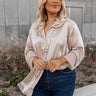 East Of Everything Satin Button Up In Champagne Curves Image - 1