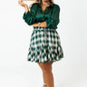 East Of Everything Satin Button Up In Hunter Green Curves Image - 1