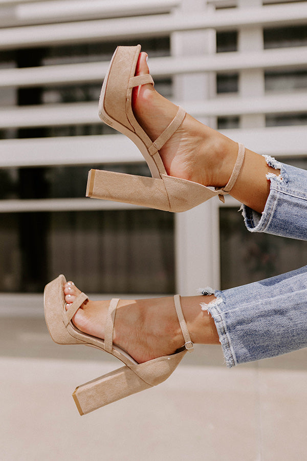The Daisy Jane Faux Suede Heel In Iced Latte