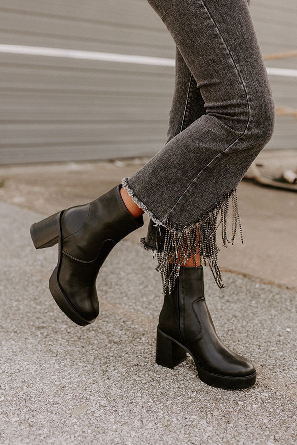 The Esther Faux Leather Bootie In Black