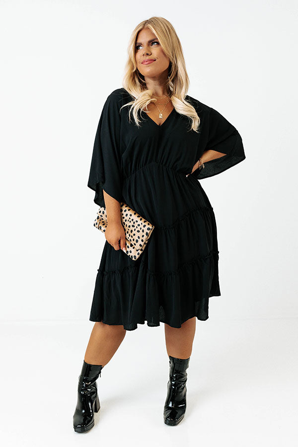 Dawn Of Time Ruffle Dress In Black Curves Image - 1