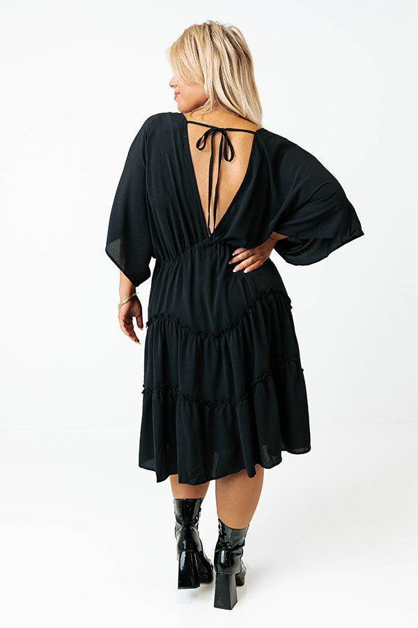 Dawn Of Time Ruffle Dress In Black Curves Image - 4