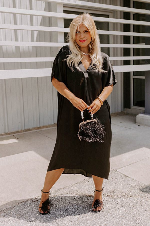 Fill Up Your Cup Satin Midi In Black Curves