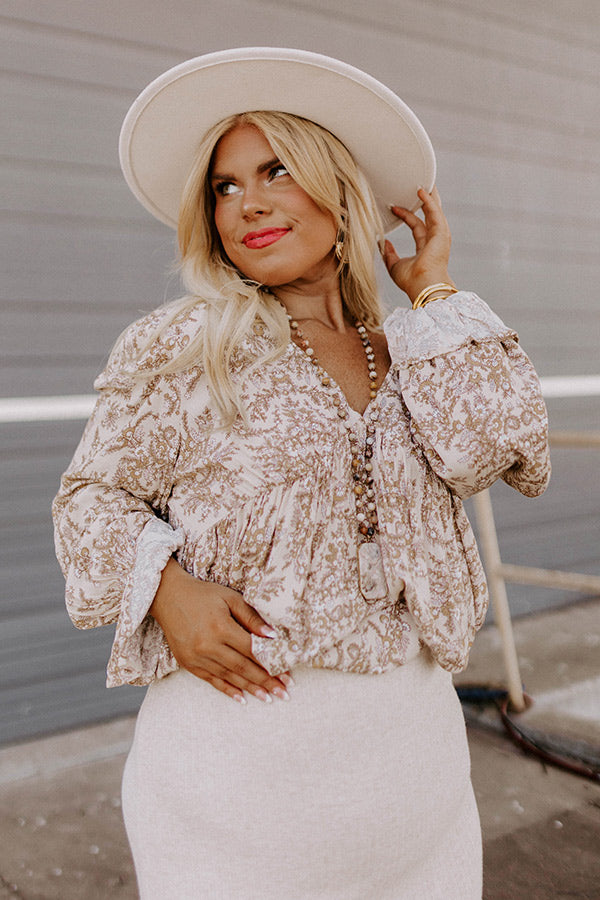 Enjoy The Daylight Babydoll Top In Beige Curves Image - 1