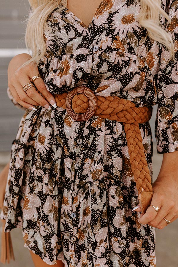 Country Lane Faux Suede Woven Belt In Camel Image - 2