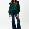 Slight Change Of Plans Ruffle Top In Hunter Green Image - 1