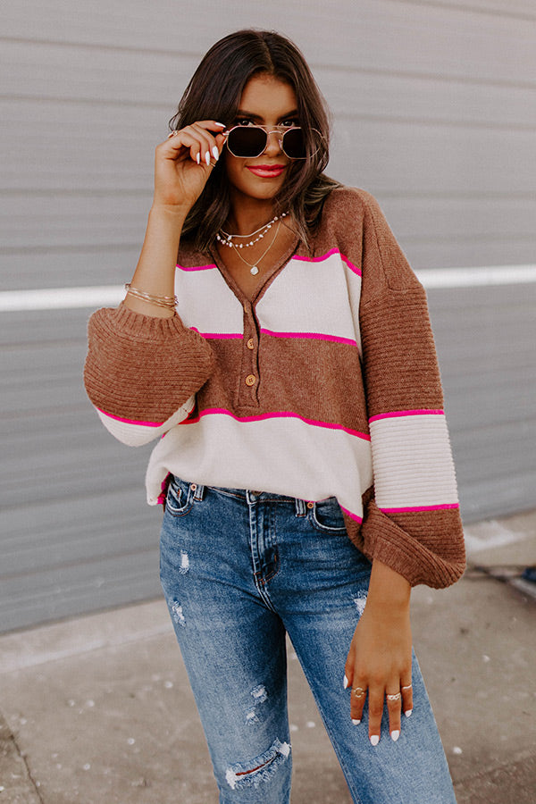 Coziest Home Stripe Sweater In Chocolate Image - 1