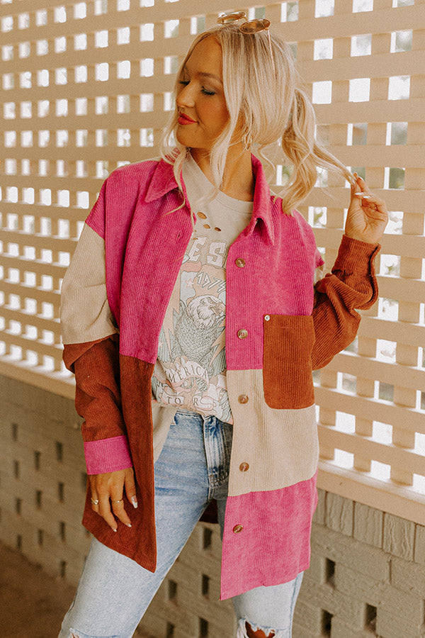 Felt The Chill Corduroy Button Up In Vineyard Grape Image - 4