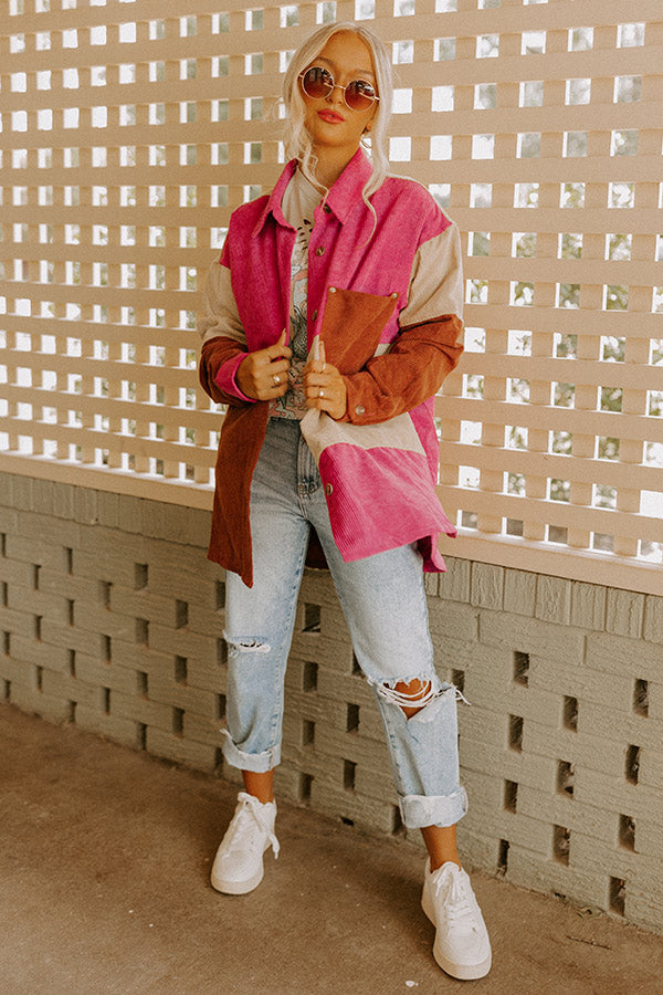 Felt The Chill Corduroy Button Up In Vineyard Grape Image - 5