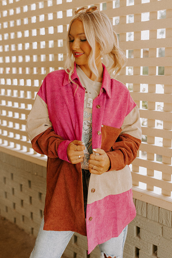 Felt The Chill Corduroy Button Up In Vineyard Grape Image - 1