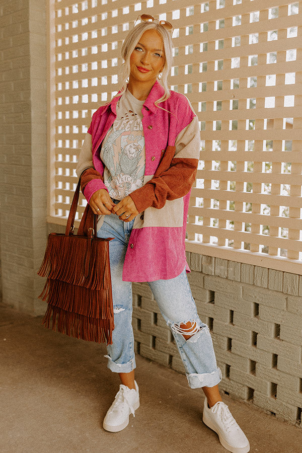 Felt The Chill Corduroy Button Up In Vineyard Grape Image - 3