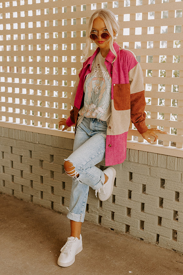 Felt The Chill Corduroy Button Up In Vineyard Grape Image - 2