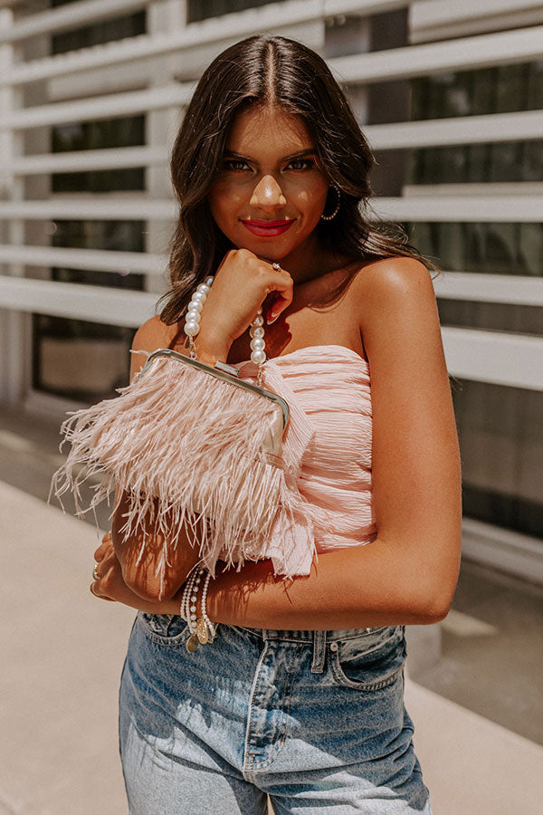 Simply Divine Feather Clutch In Blush Image - 2