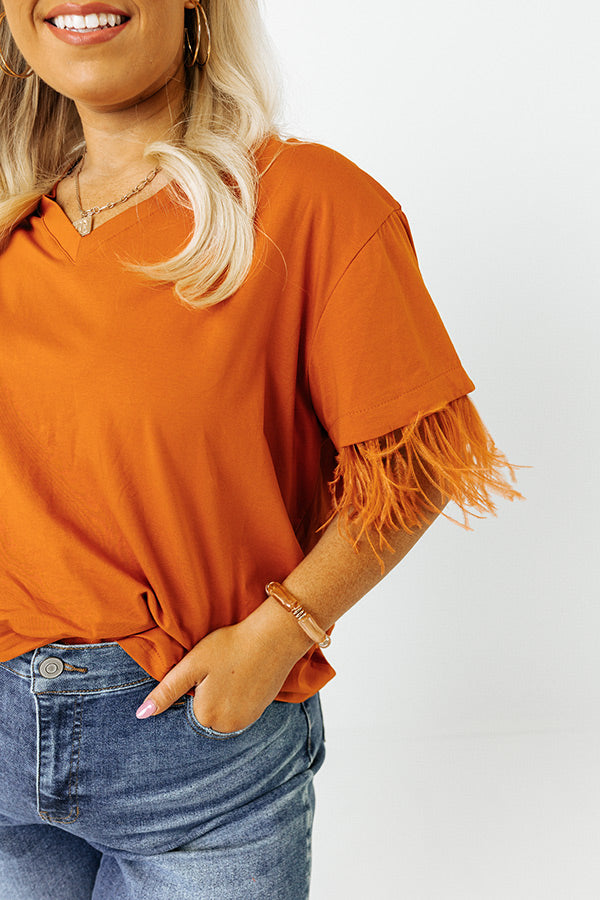 Point The Way Feather Shift Top In Pumpkin Curves Image - 3