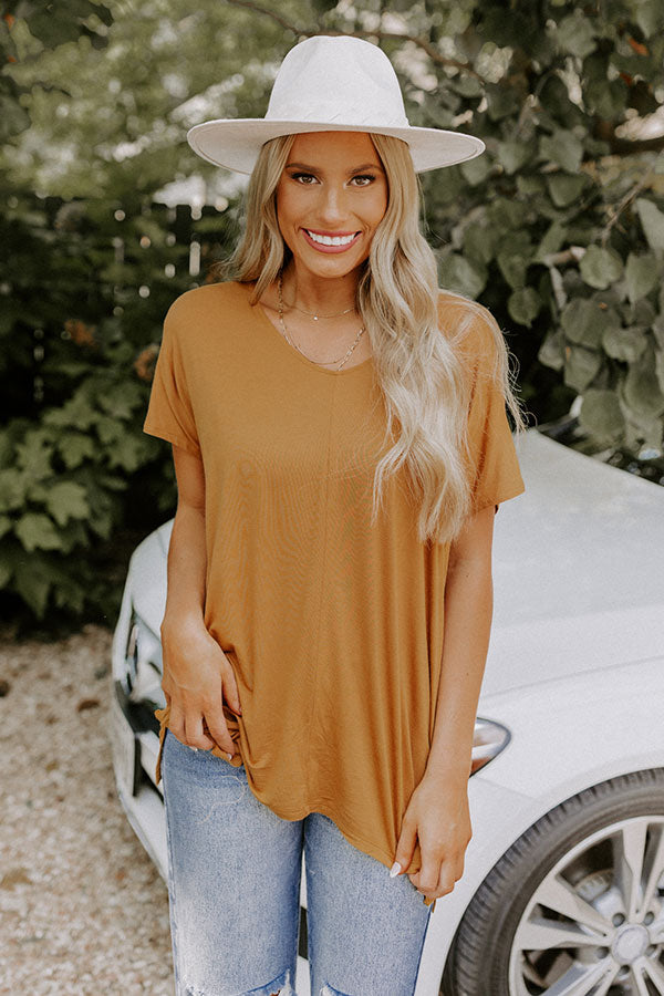 Chill On The Horizon Shift Top In Camel Image - 3