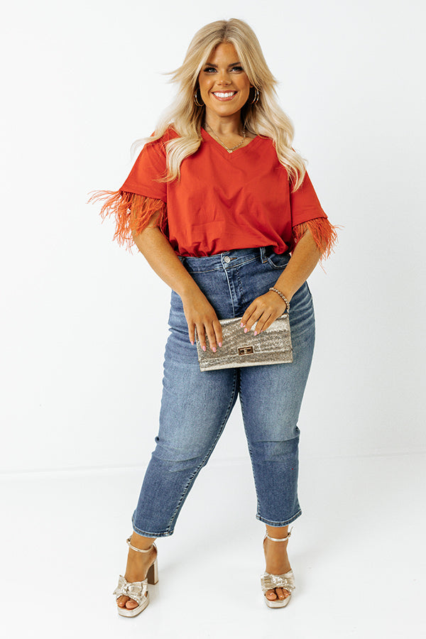 Point The Way Feather Shift Top In Scarlet Curves Image - 3