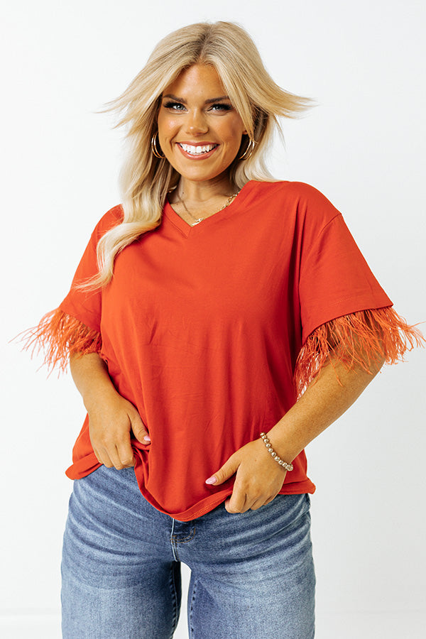 Point The Way Feather Shift Top In Scarlet Curves Image - 2