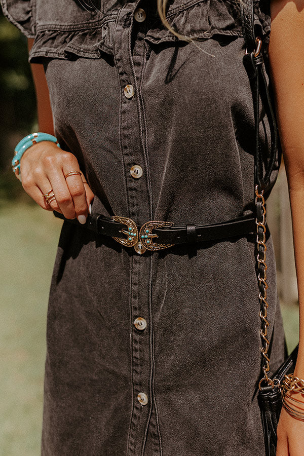 Dial It In Faux Leather Belt In Black Image - 1