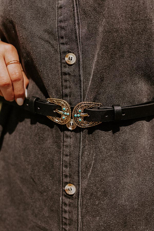 Dial It In Faux Leather Belt In Black Image - 2