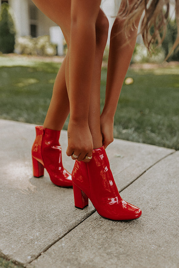 The Yasmine Patent Bootie In Red Image - 4