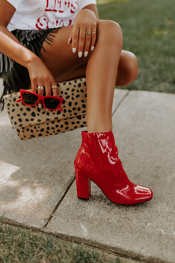 The Yasmine Patent Bootie In Red Image - 3
