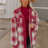 Coffee And Smiles Plaid Jacket In Wine Image - 1