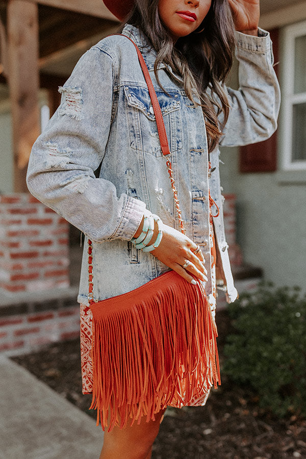 Right On Cue Fringe Crossbody In Orange